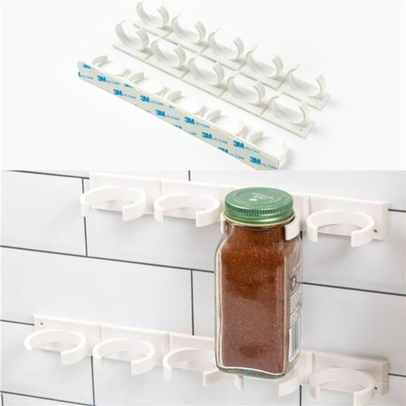 spice rack clips holds 15 jars cabinet door pantry rv kitchen organizer Adhesive - Picture 1 of 7
